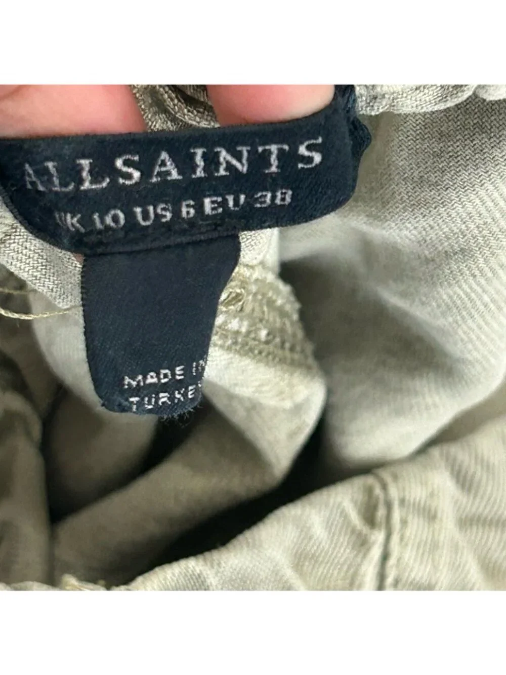 AllSaints "Frieda Denim Trouser" Cargo Jogger Womens 6 Light Olive Green Lyocell - Picture 6 of 16